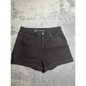 No Boundaries Womens Black Denim Shorts Size 17 Stretch Cuffed Mid Rise
